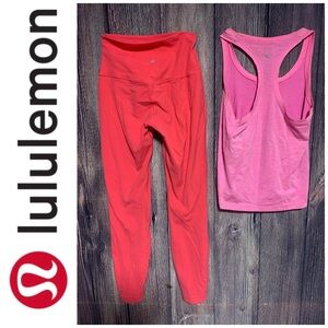 Lululemon Leggings and Pink Tank Set size 4